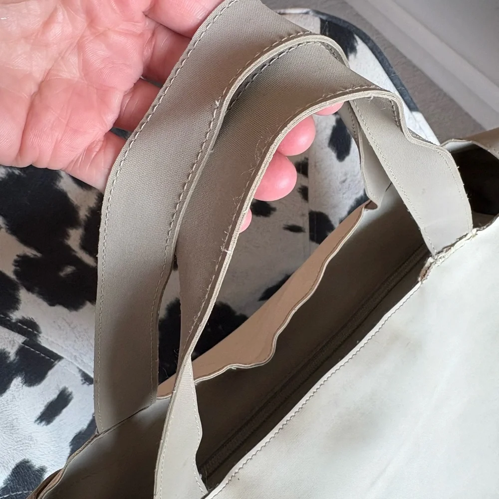 CHANEL Sports Line Cream & Gray Zip Top Tote
